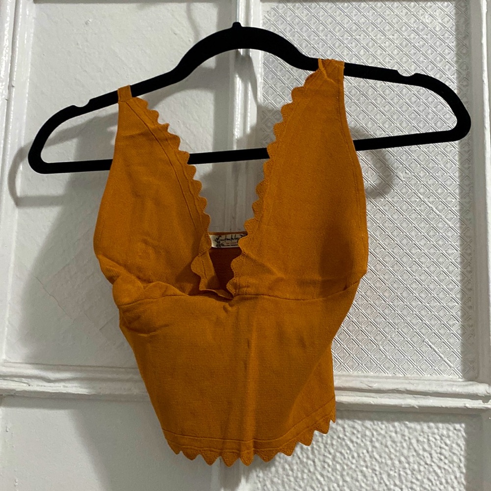 Free People Orange Low V Tank